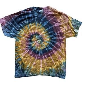 Adult Tie Dye Handmade XL bold swirl purple navy gold